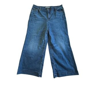 Lands' End Wide Leg‎ Jeans 18 USA Made High Rise Stretch 90s Vintage Minimalist